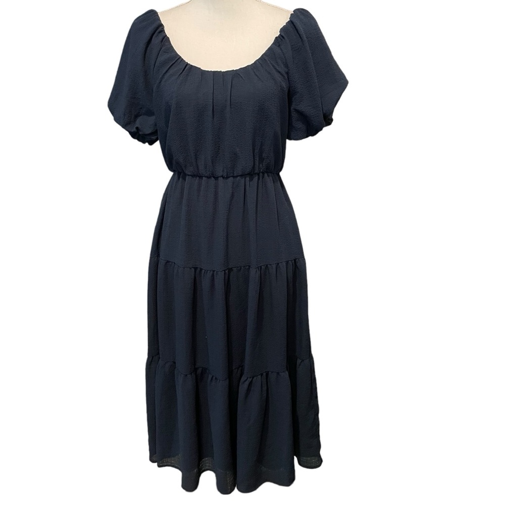 Ophelia Roe Navy Tiered Peasant Dress. Size S